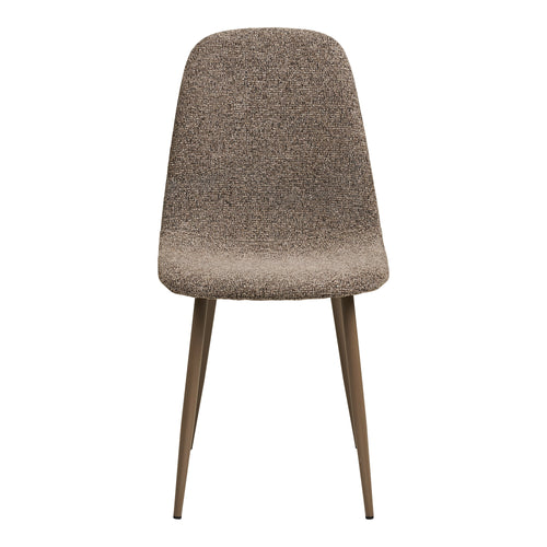 Chaise Stockholm brun chiné vue de face – tissu bouclé polyester ton sur ton