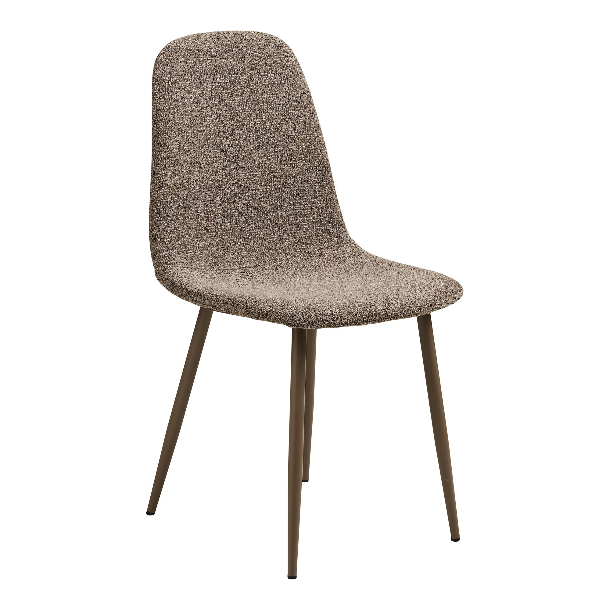 Chaise salle à manger Stockholm bouclé brun chiné pieds métal brun – vue 3/4