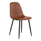 Chaise de salle à manger Stockholm cuir vintage cognac pieds acier noir vue 3/4