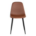 Chaise Stockholm cognac vue de face PU cuir vintage et pieds métal noir mat