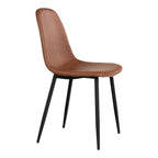 Chaise Stockholm cognac vue de profil silhouette fuselée et assise généreuse