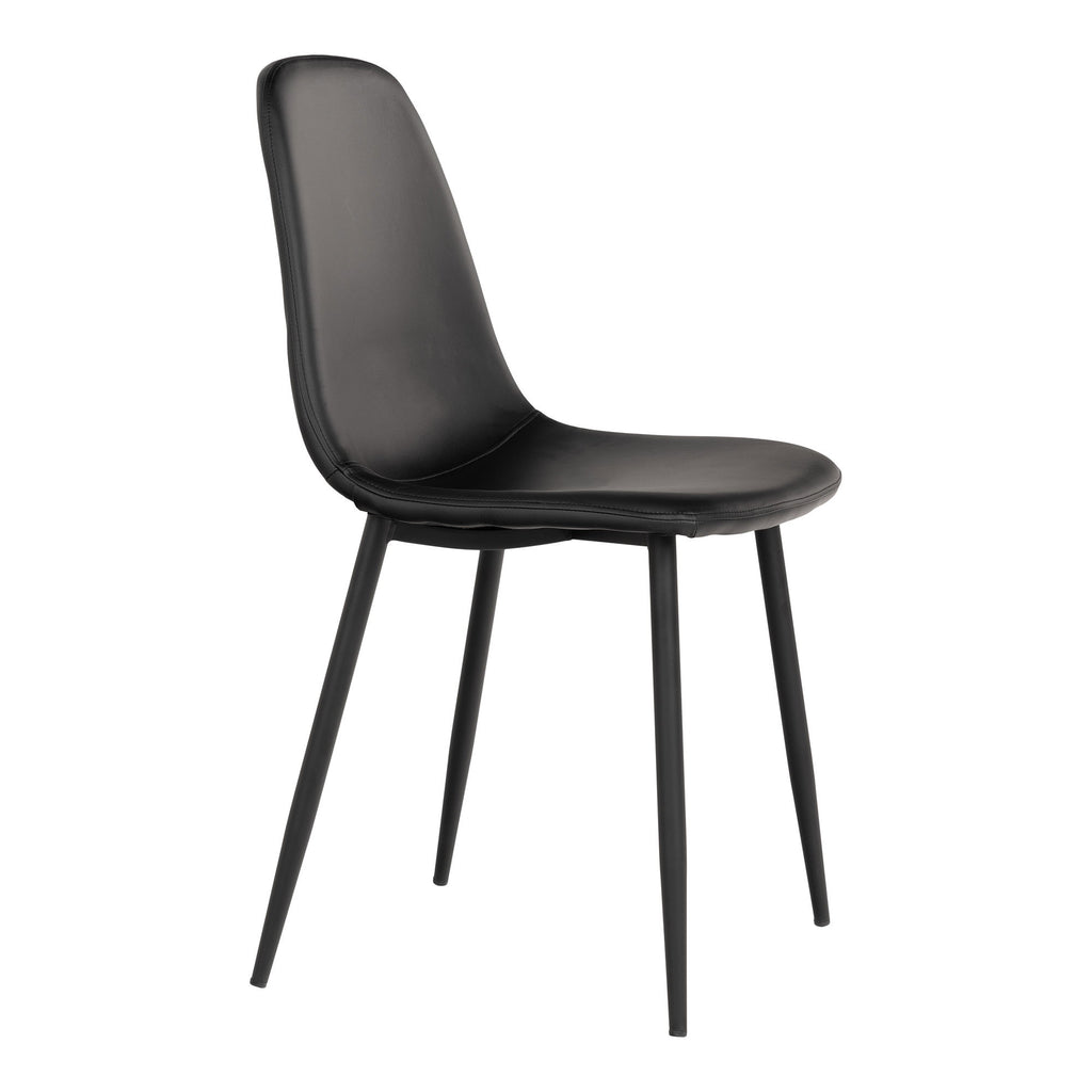 Chaise Stockholm noire vue 3/4 arrière – silhouette fuselée total look noir