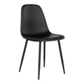 Chaise salle à manger Stockholm PU cuir noir mat pieds métal noir – vue 3/4