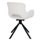 Chaise Amorim pivotante bouclé blanc cassé vue arrière dossier arrondi pied étoile acier laqué noir