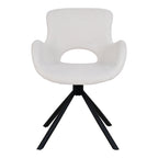 Chaise de table Amorim pivotante bouclé blanc cassé vue de face dossier ajouré design organique