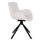 Chaise de table Amorim pivotante bouclé blanc cassé vue de profil courbes fluides pied étoile noir