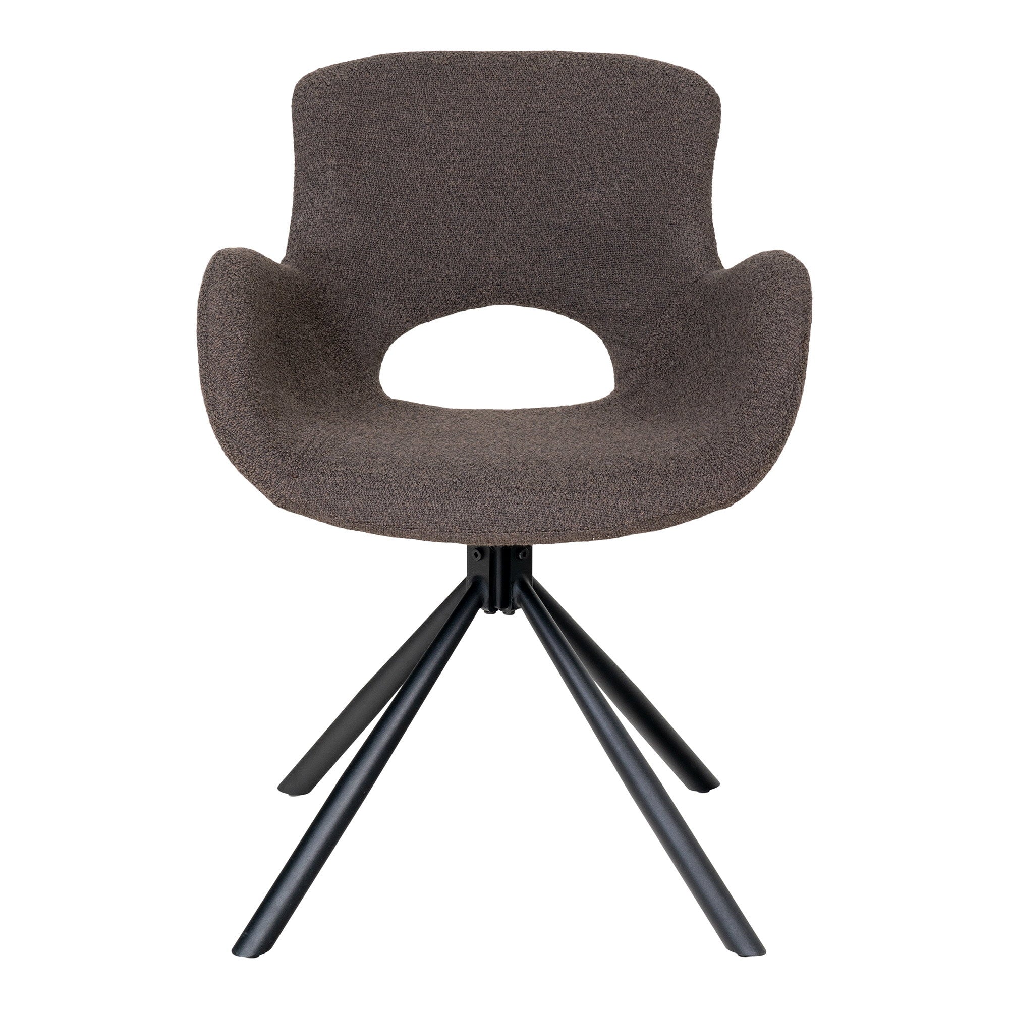Chaise de table Amorim pivotante bouclé mushroom vue de face dossier ajouré design organique