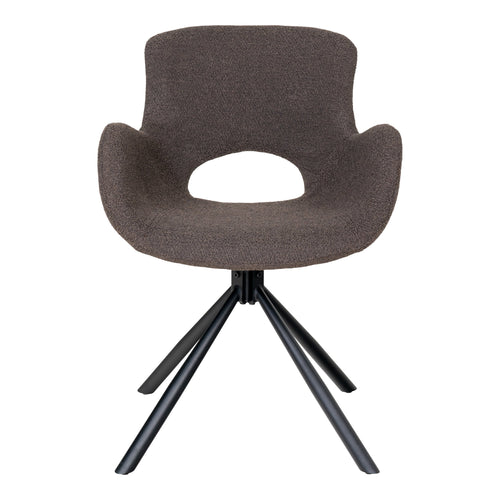 Chaise de table Amorim pivotante bouclé mushroom vue de face dossier ajouré design organique
