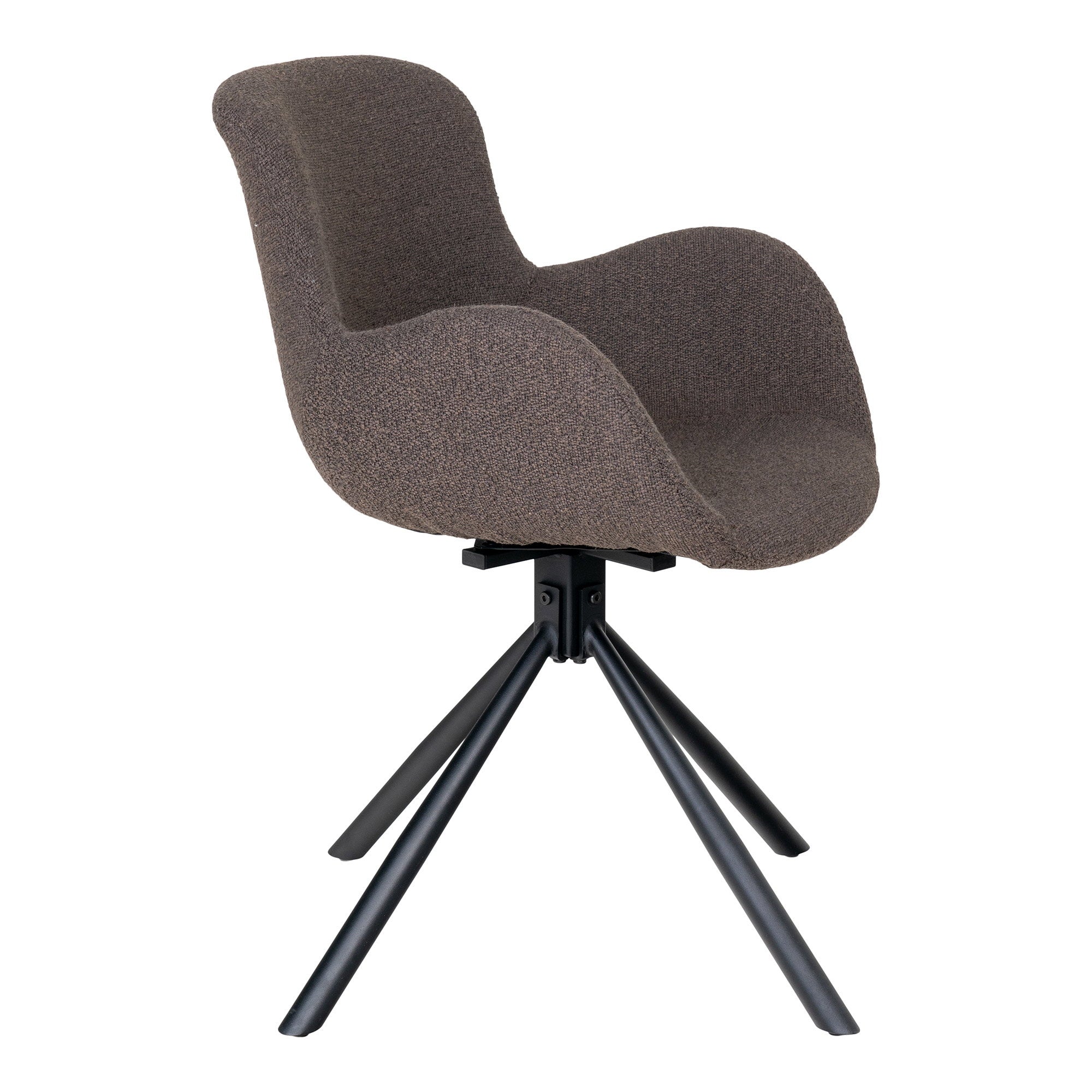 Chaise de table Amorim pivotante bouclé mushroom vue de profil courbes fluides pied étoile noir