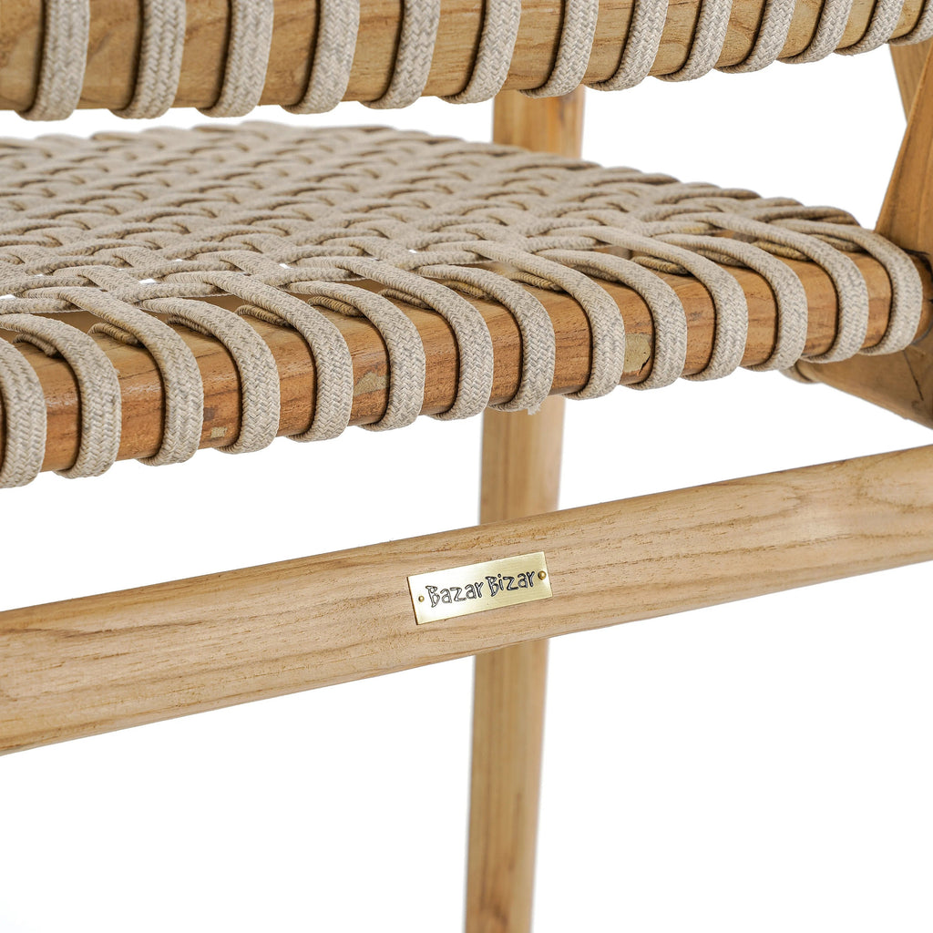 Chaise de salle à manger Trikeri en teck recyclé, vue 7