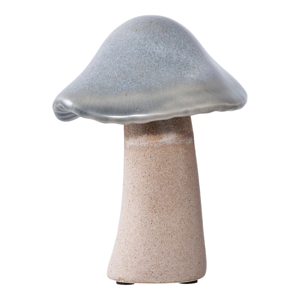 Champignon céramique grès chapeau gris ardoise craquelé émaillé vue trois quarts