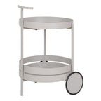 Chariot de bar Beja acier gris taupe 2 plateaux roulettes 40x42x61 cm vue trois quarts