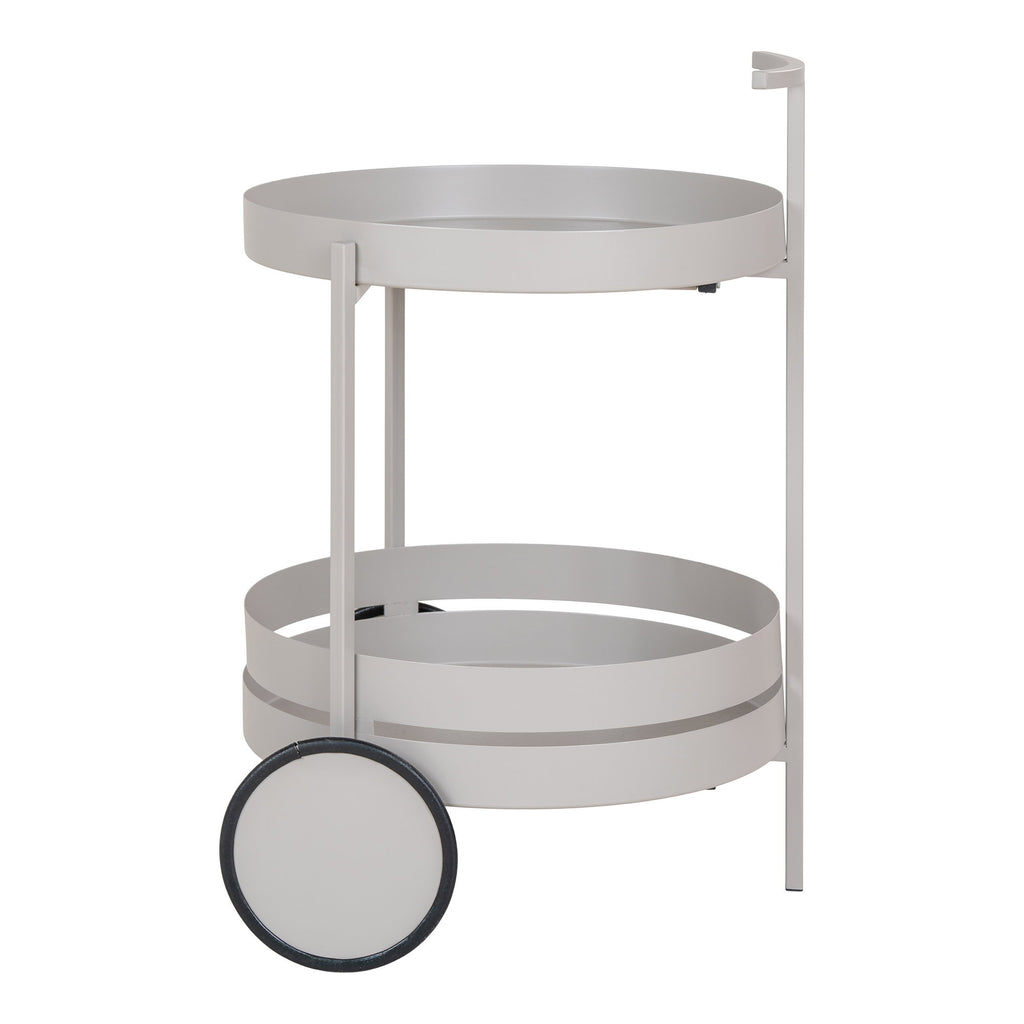 Chariot bar Beja gris taupe vue côté gauche roues silencieuses pied stabilisateur