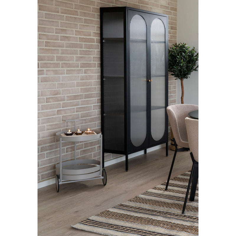 Dimensions Beja Bar Cart – Taupe Grey Steel, 2 Tiers & Casters – 40 × 61 cm
