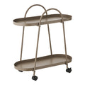 Chariot de bar Empoli acier taupe mat 60x27,5x64 cm 2 plateaux ovales roulettes vue trois quarts