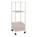 Chariot de rangement Torres acier sable 3 niveaux roulettes 35x35x100 cm vue trois quarts