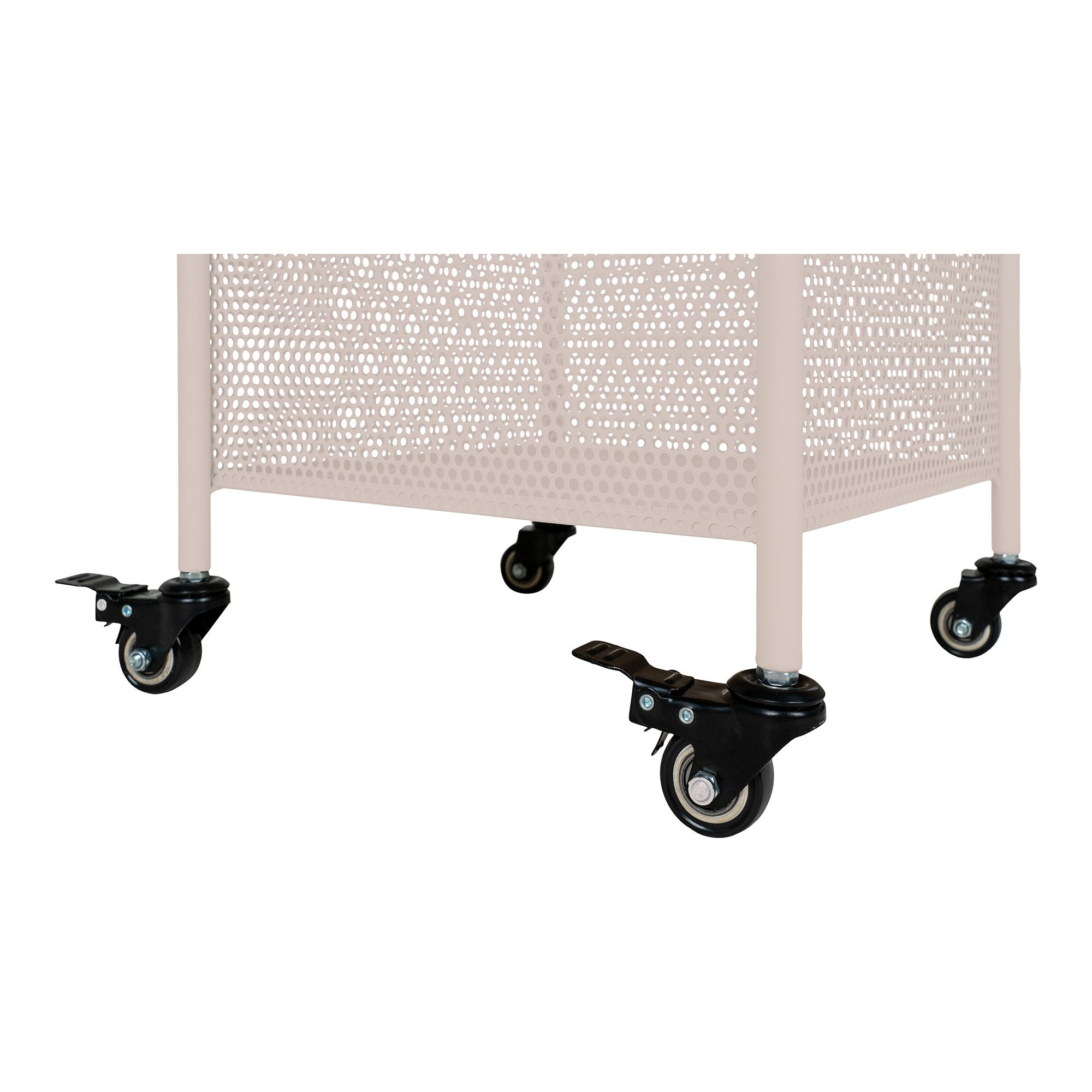 Détail roulettes pivotantes avec frein de blocage chariot Torres acier sable