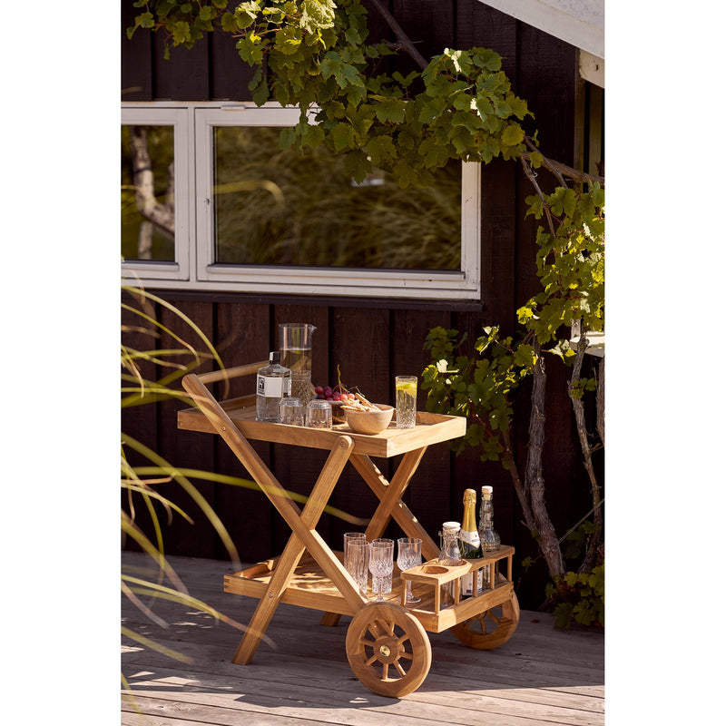Dimensions Pasaku Serving Cart – Natural Teak & Wooden Wheels – 86×50×81 cm