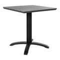 Table bistrot carrée plateau lames nonwood gris pied aluminium noir quadripode vue angle