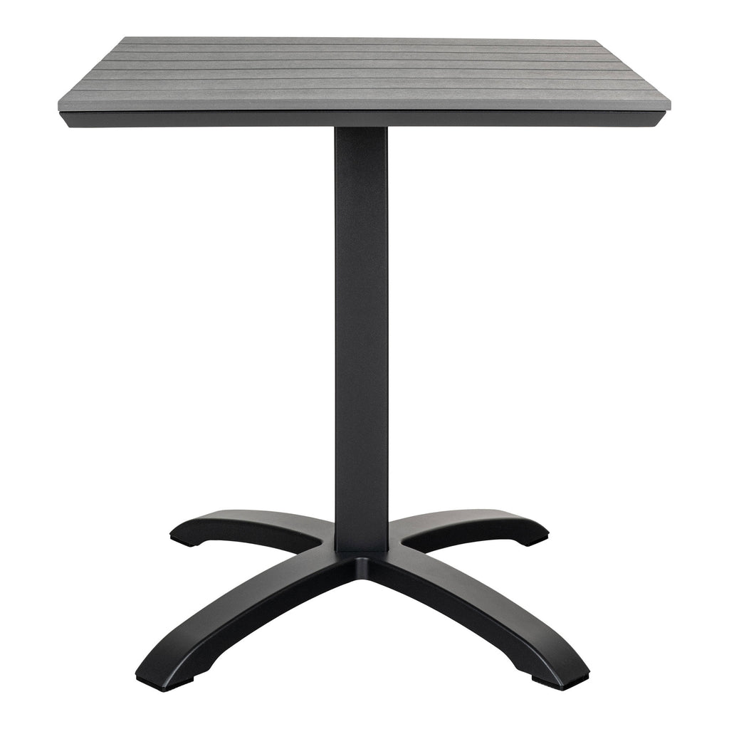 Table bistrot Chicago plateau nonwood gris lames pied aluminium noir mat vue de face fond blanc