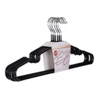 Lot de 10 cintres métal noir Massa empilés avec crochets chromés vue en perspective