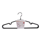 Cintre métal noir Massa lot de 10 avec packaging crochet chromé et encoches latérales anti glisse