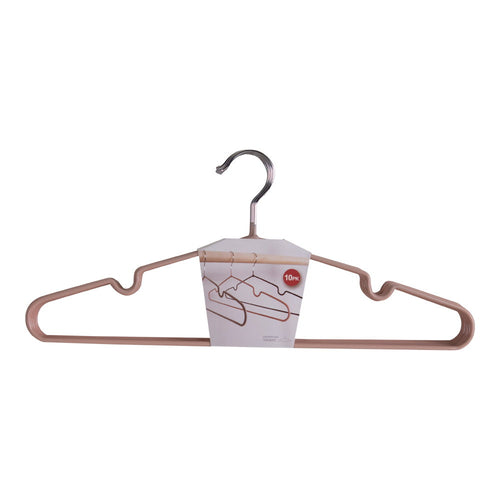 Cintre métallique Massa rose poudré avec crochet chromé et packaging lot de 10