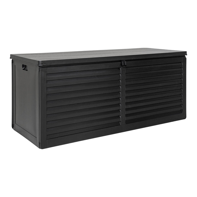 Dimensions Coffre de jardin Dubrovnik plastique effet bois noir 490 L