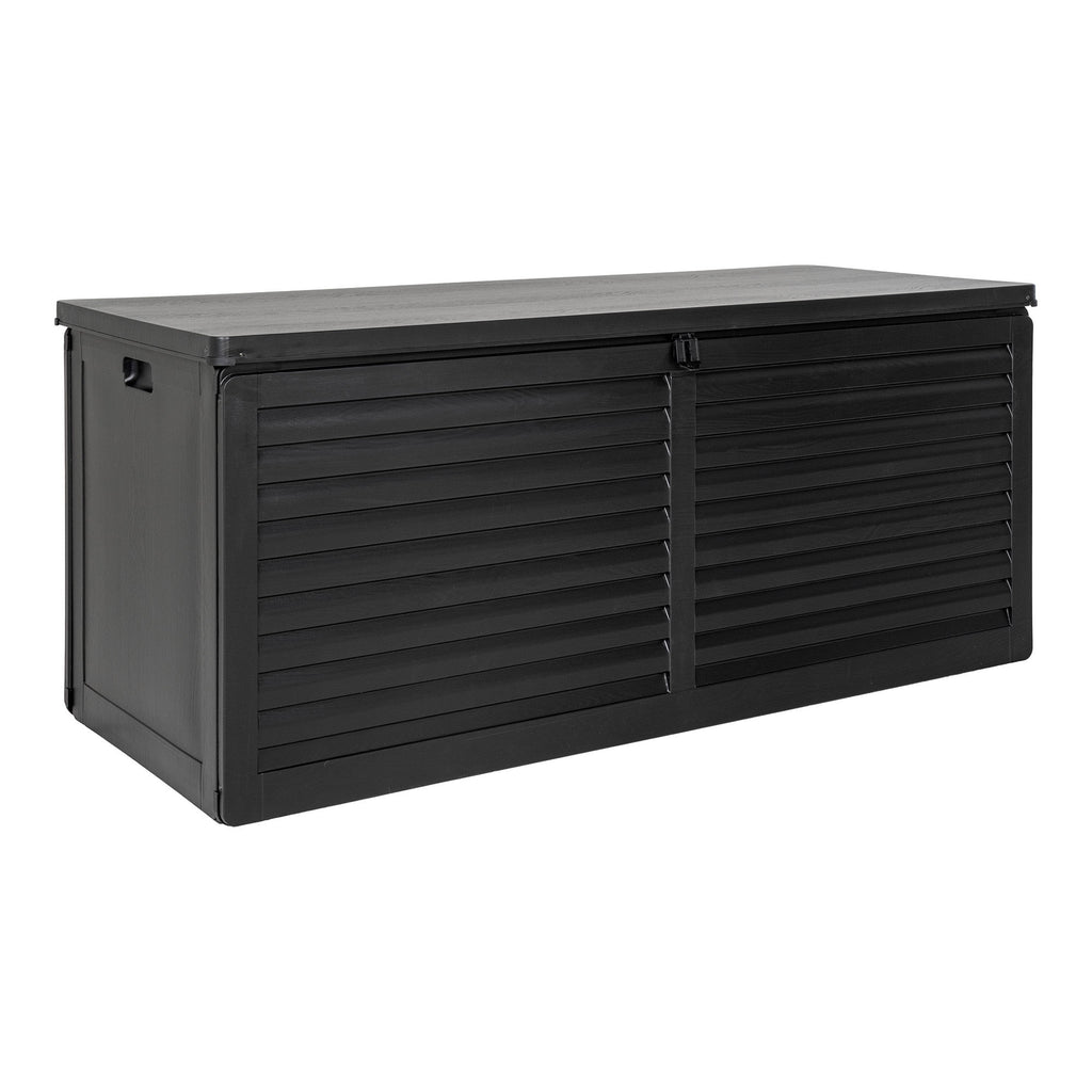 Coffre rangement Dubrovnik noir 490L vue trois quarts couvercle fermé