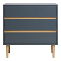 Commode Bisley gris anthracite 3 tiroirs poignées bois pin naturel vue de face 80 cm