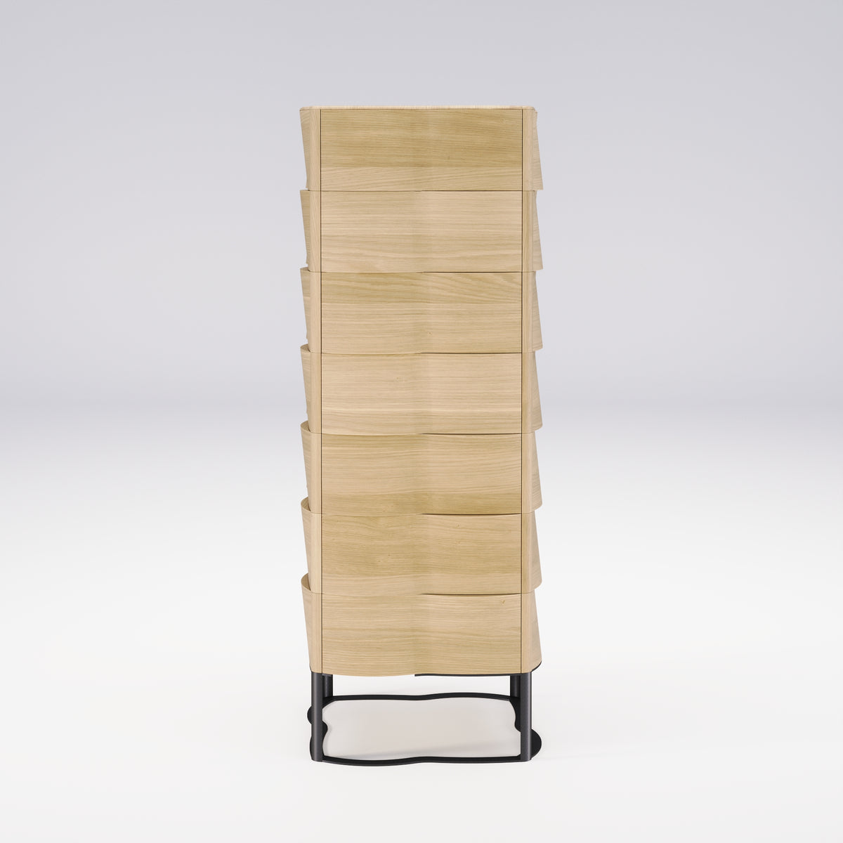 Commode Touch en chêne vue de face avec ses sept tiroirs