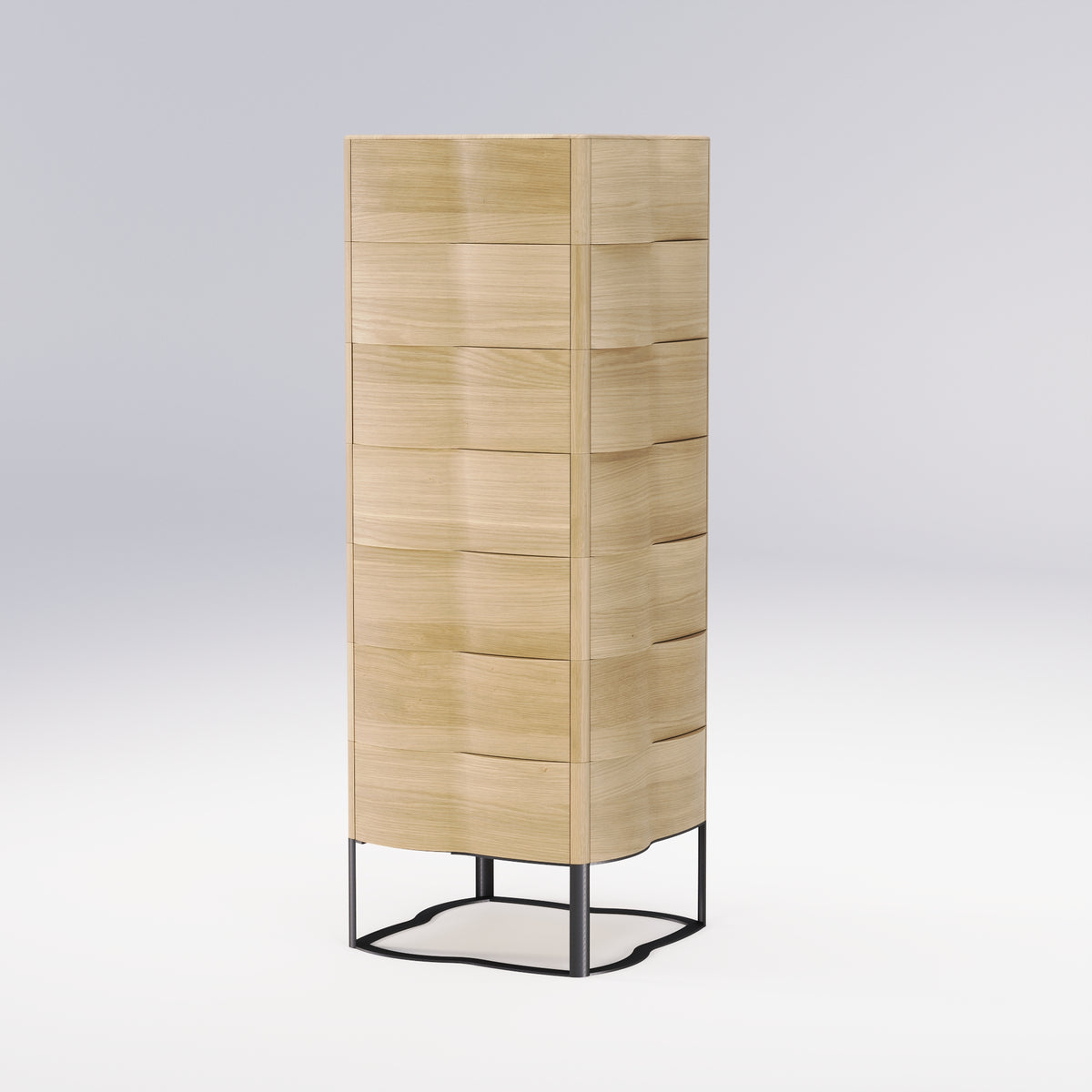Commode Touch en chêne vue de trois quarts