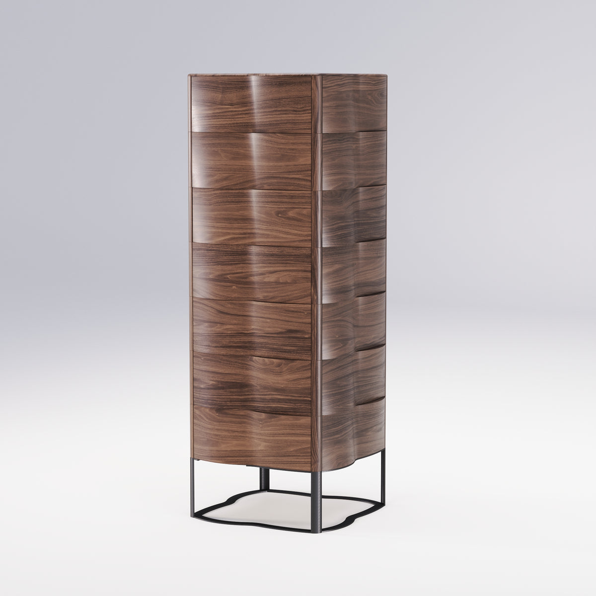 Commode Touch en noyer vue de trois quarts