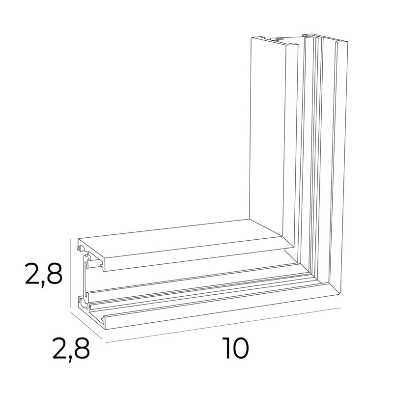 Dimensions 90°-Magnet-Aufputz-Eckverbinder, flaches Profil, weiß