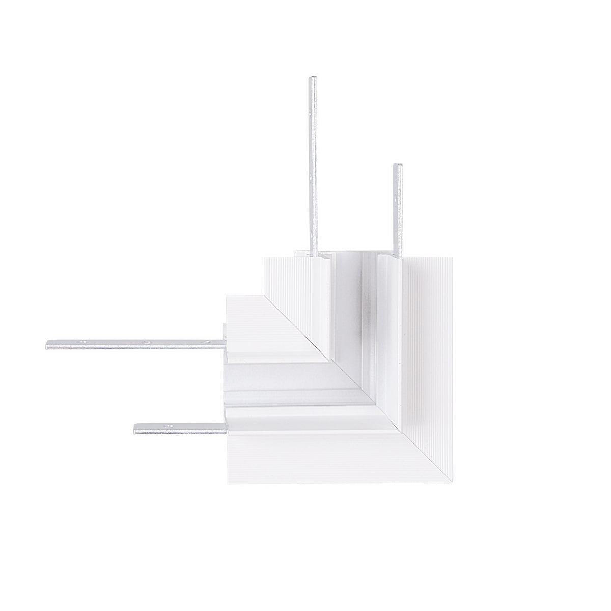 Connecteur d'angle à 90° Magnetic encastré Métal blanc profil en équerre avec pattes de fixation