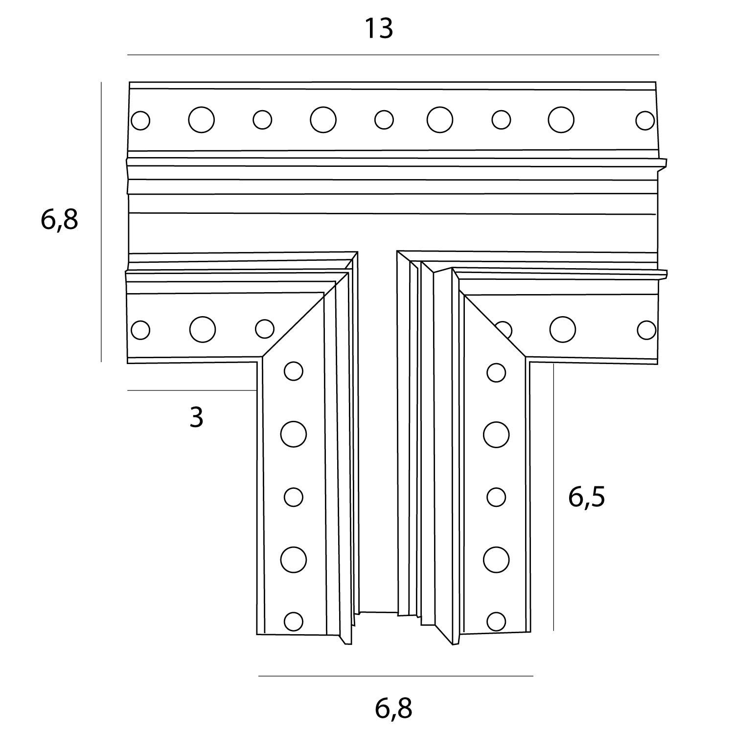 Connecteur d'angle en T Magnetic encastré blanc