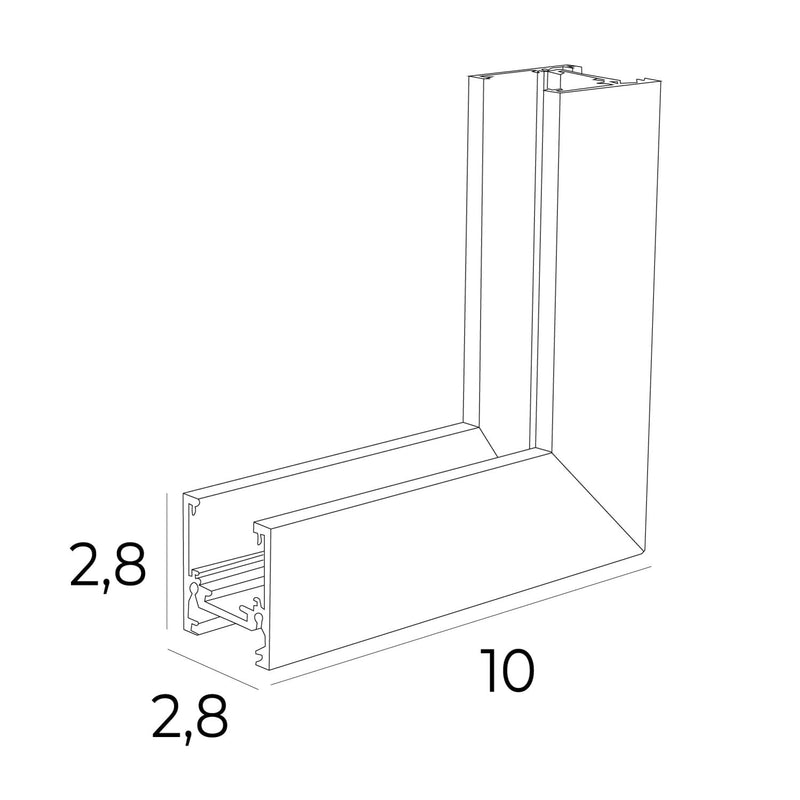 Dimensions Connecteur d'angle plafond-mur Magnetic en saillie profil bas blanc