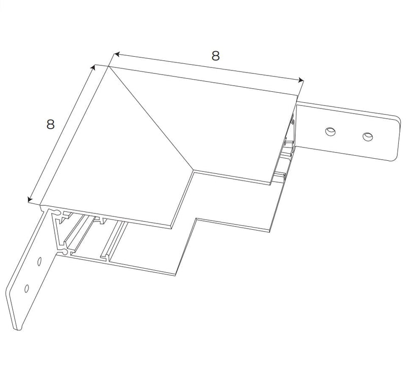 Dimensions White Magnetic surface-mounted high-profile ceiling-to-wall corner connector