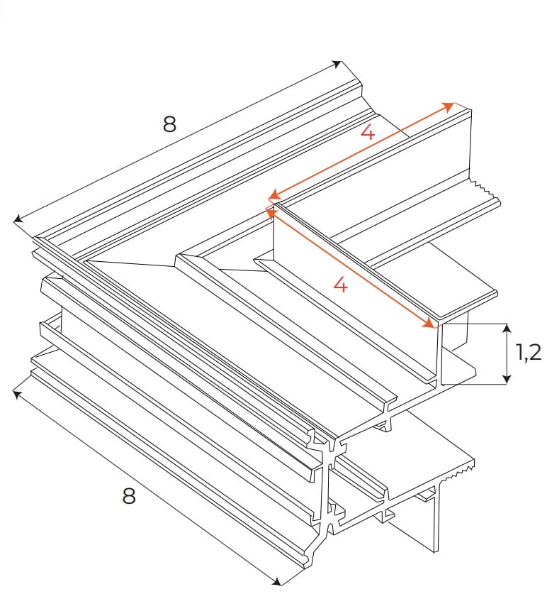 Dimensions Einbau-Magnetverbindung Winkel Decke-Wand Schwarz