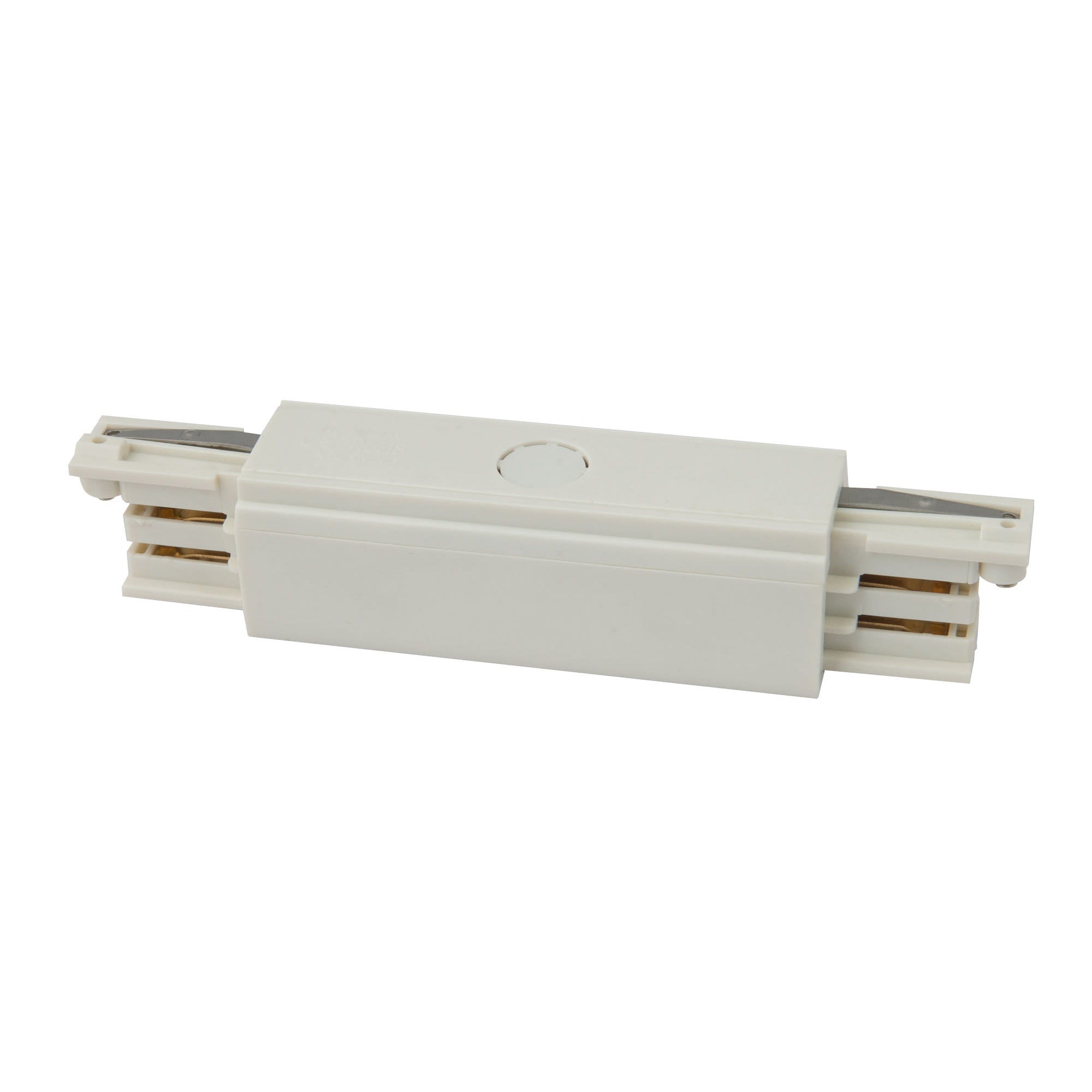 Connecteur droit d'alimentation pour rail triphasé blanc