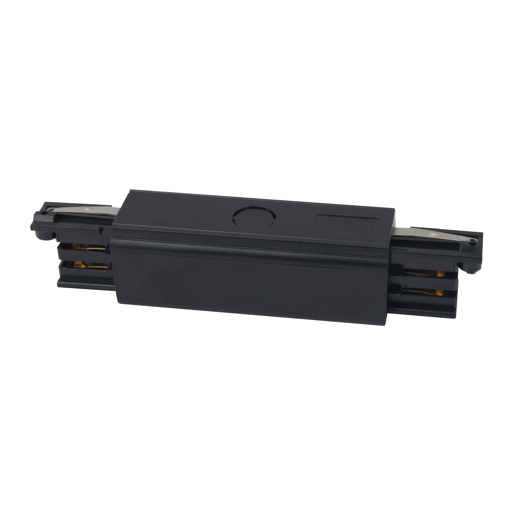 Connecteur droit d'alimentation pour rail triphasé noir