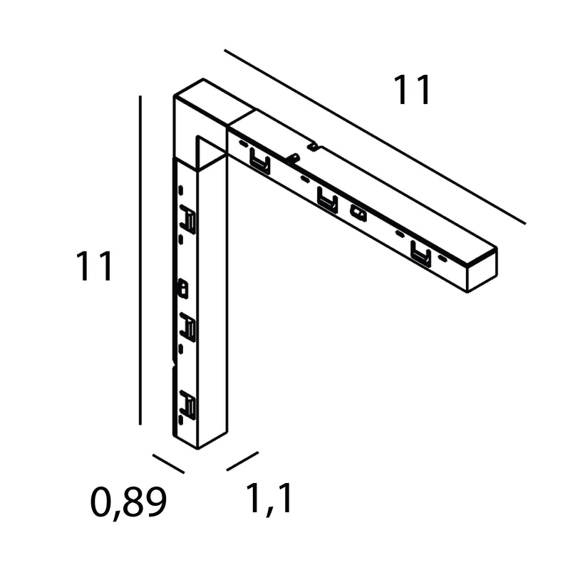 Dimensions Conector eléctrico de ángulo interior Micro11 negro