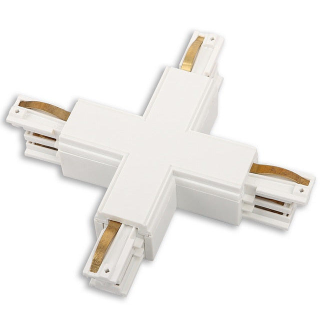 Connecteur en croix pour rail triphasé blanc