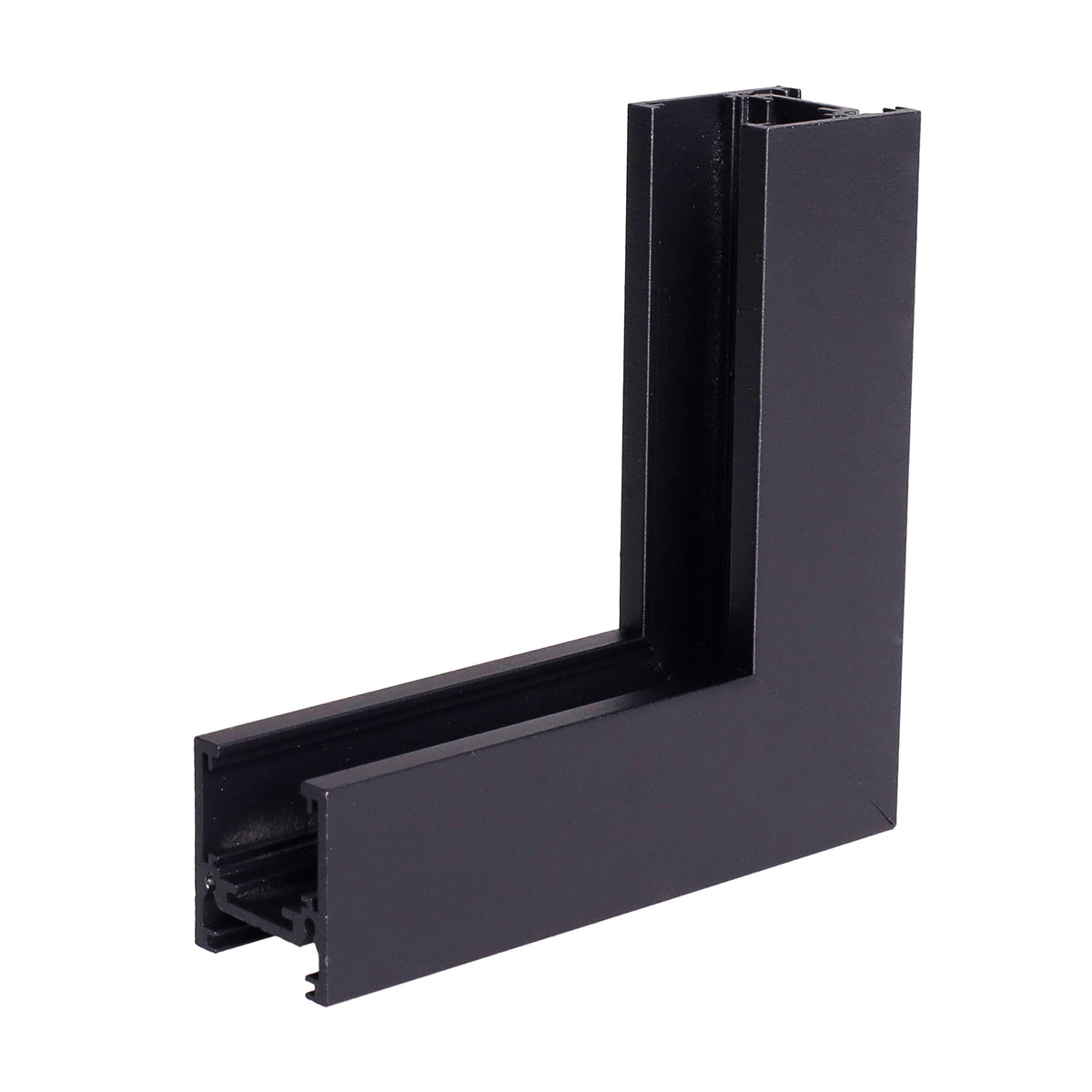 Connecteur plafond-mur Magnetic profil bas Métal noir vu de trois quarts profil en équerre