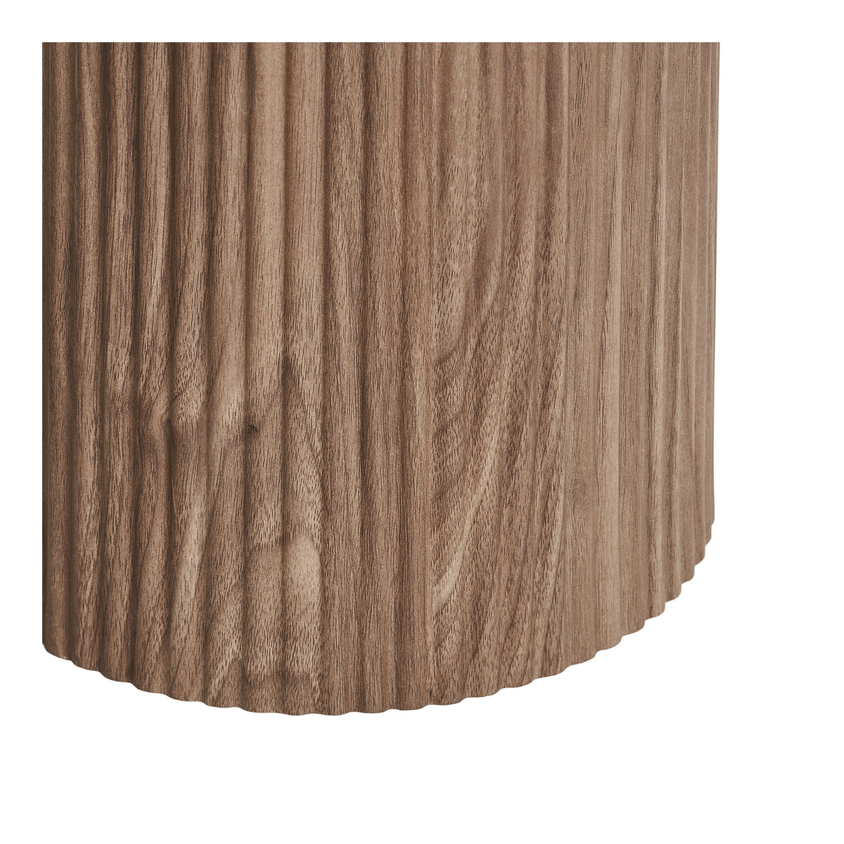 Détail des cannelures verticales d'une colonne de la console Athens et de son décor bois brun
