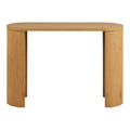 Console Bibione plateau ovale pieds colonnes bois naturel 114x38x75 cm vue de face