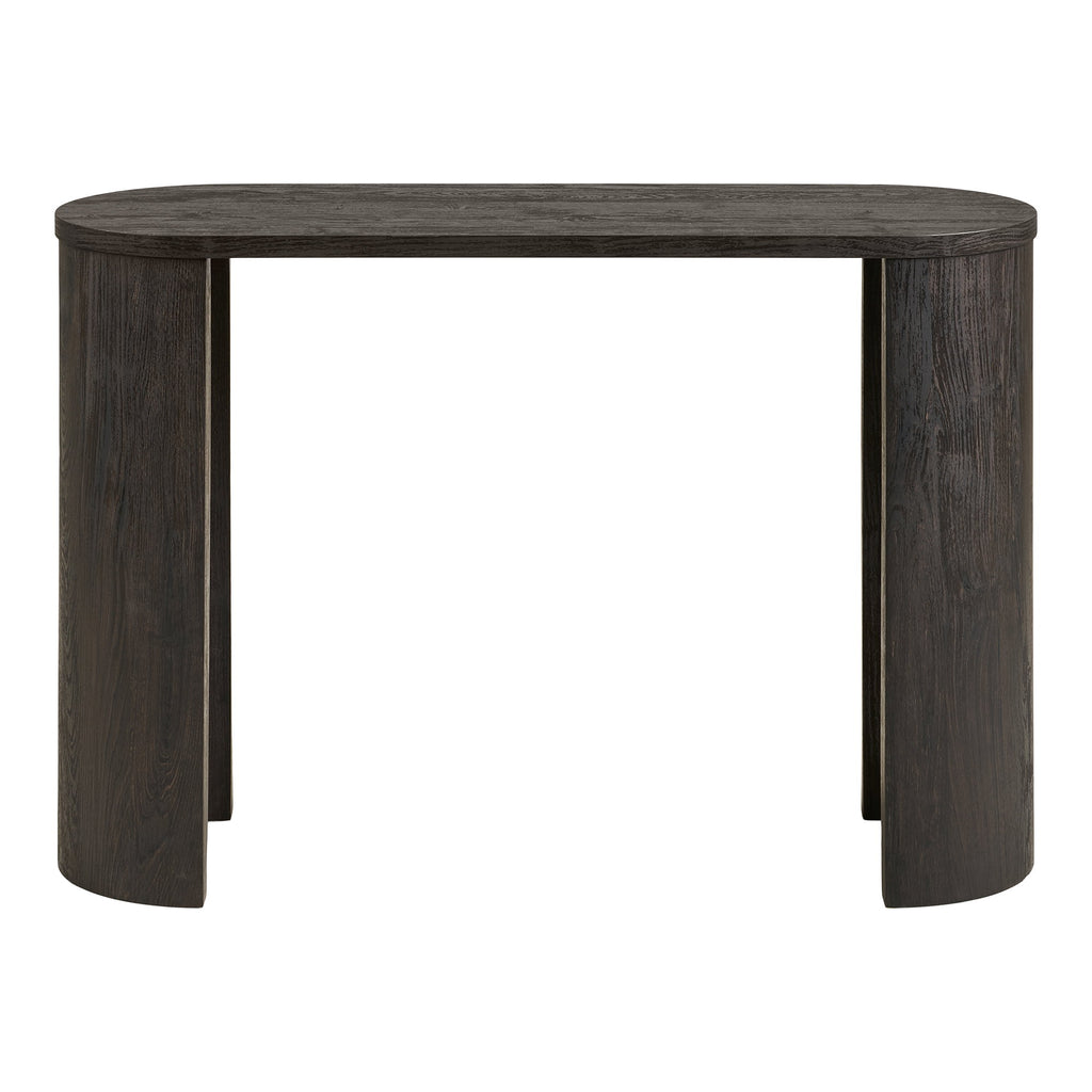 Console Bibione plateau ovale pieds colonnes brun foncé 114x38x75 cm vue de face