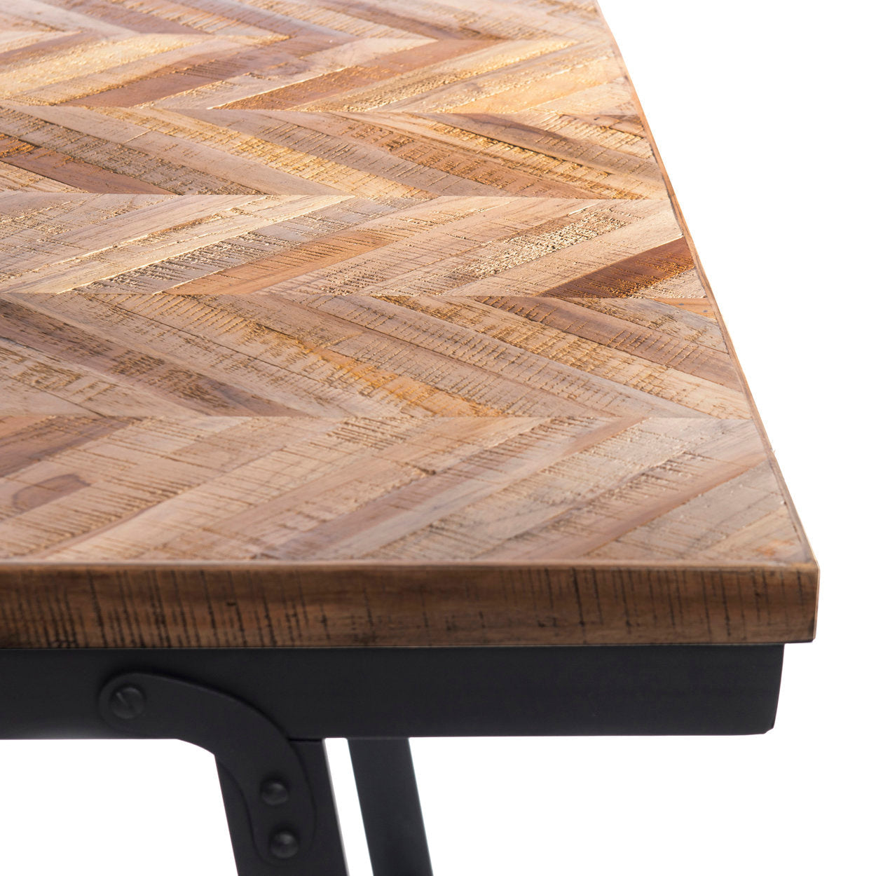 Console Herringbone en teck à motif chevrons, vue 6