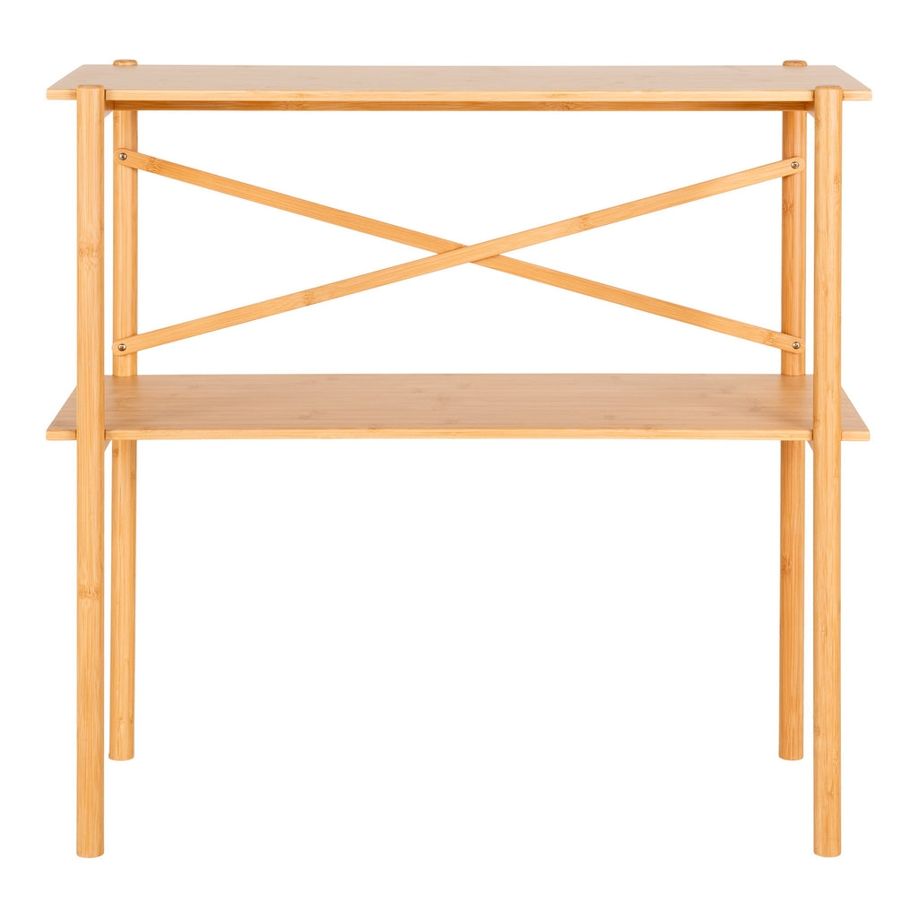 Console Manaus bambou naturel 83x32x80,5 cm entretoises croisées étagère vue de face