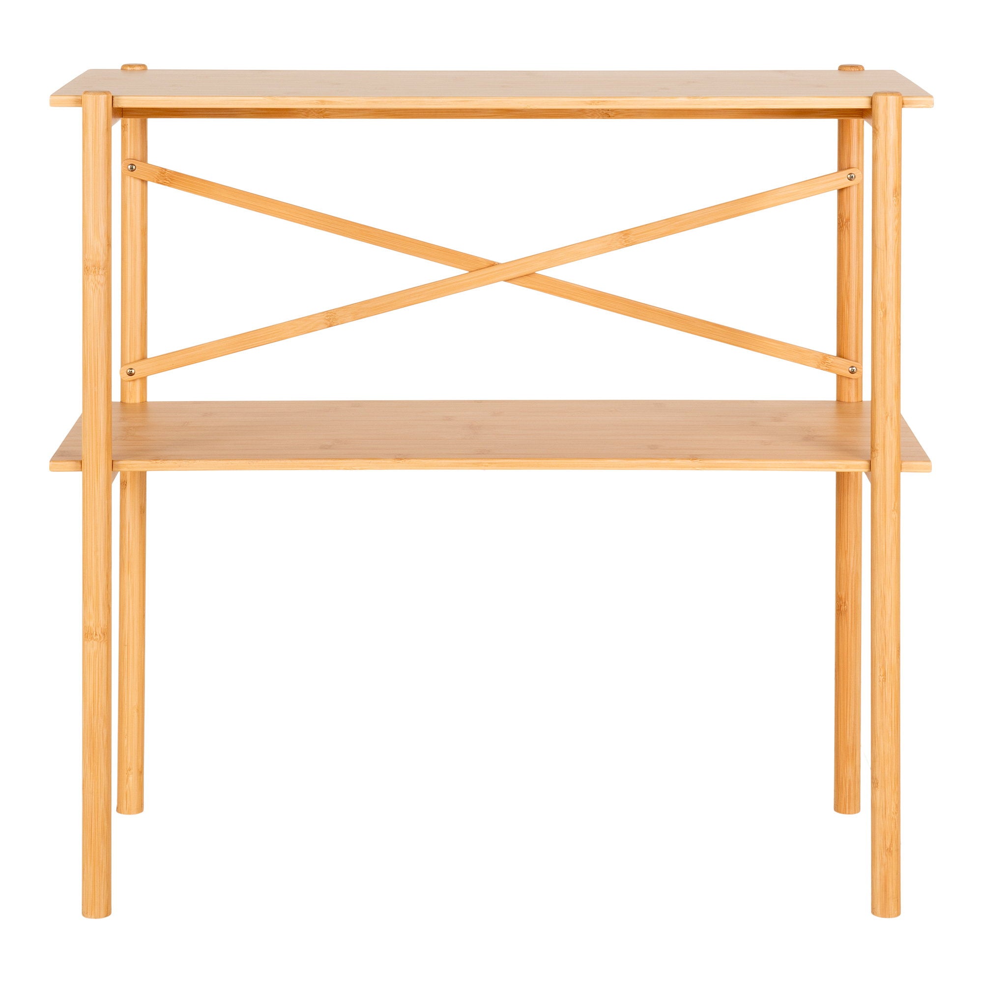 Console Manaus bambou naturel 83x32x80,5 cm entretoises croisées étagère vue de face